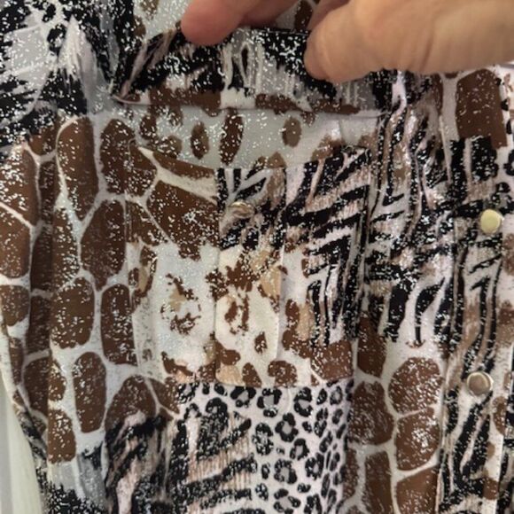 Emily Daniels Knit Top Animal Patchwork Sz M Retail $42 - Picture 2 of 4